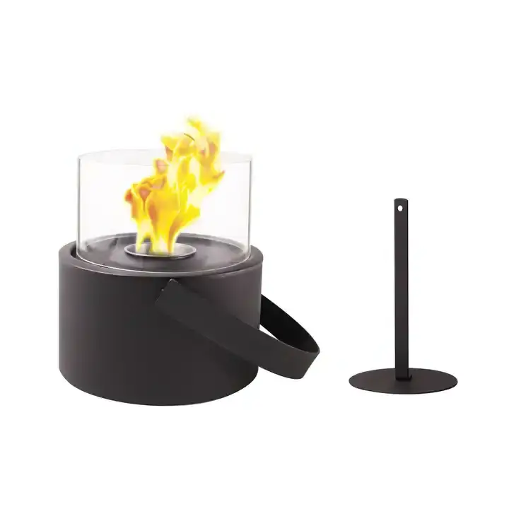 High quality bio ethanol round table top portable bioethanol fire pit outdoor fireplace with handles