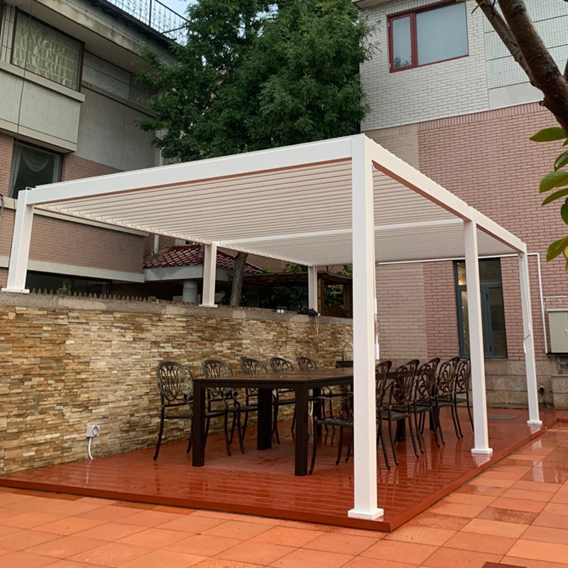 Bioclimatic aluminum pergola folding retractable sliding roof system