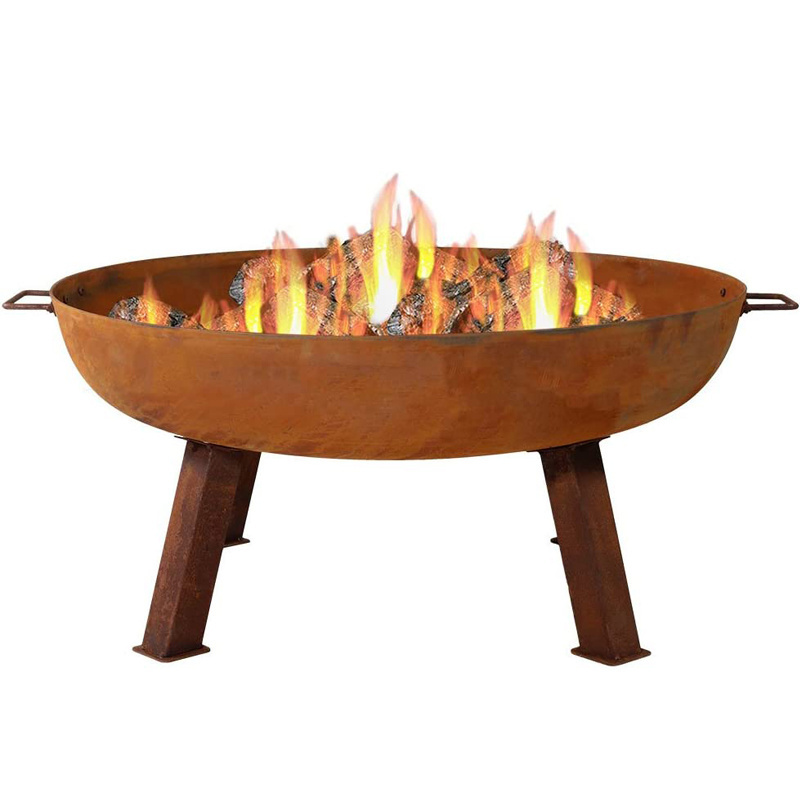 Custom 24Inch Corten Steel Fire Bowl Wood Burning Outdoor Fire Pit