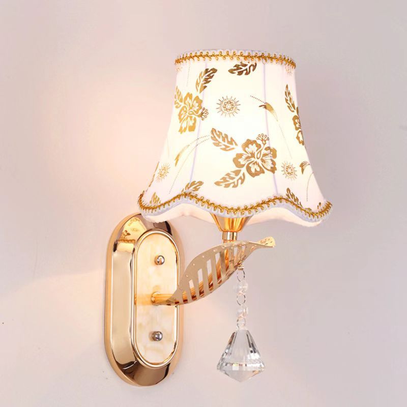 Bedroom wall lamp E27 modern country style fabric lampshade wall lamp