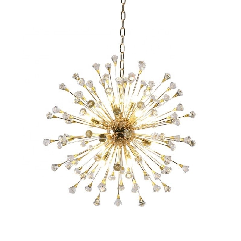 Nordic luxury round crystal glass ball firework pendant light led light sputnik chandeliers