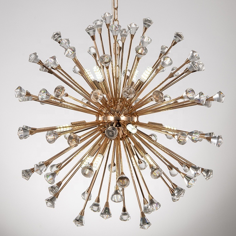 Nordic luxury round crystal glass ball firework pendant light led light sputnik chandeliers