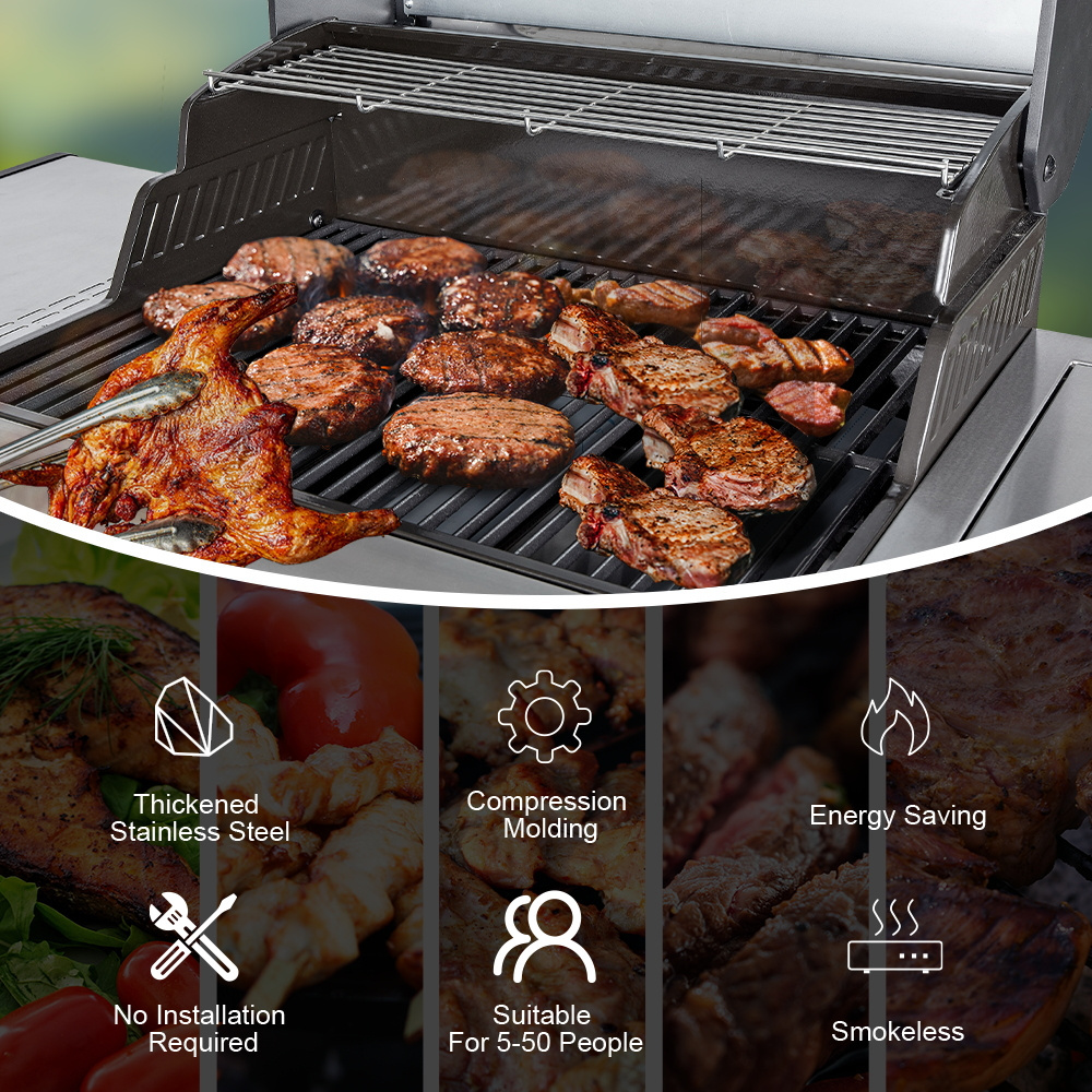 Stainless Steel Grill Smokeless Gas Heavy Duty Outdoor Barbecue Grill For Camping