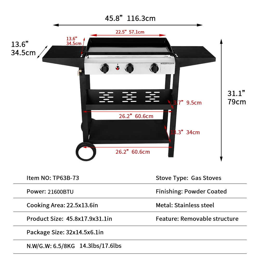 Flat Tope Grills 3 Burner  BBQ Grill Stove With Outdoor Cooking Party Stove For Outdoor Use