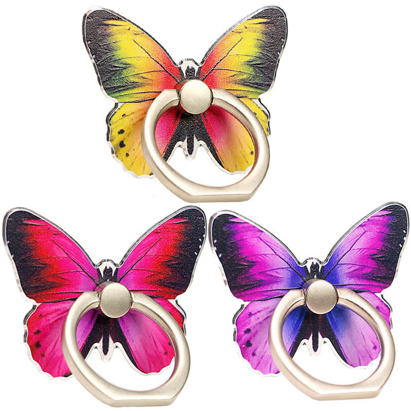 Wholesale Butterfly Painted Finger Ring Holder Alloy Phone Stand Holder Lazy Bracket for All Mobile Phones