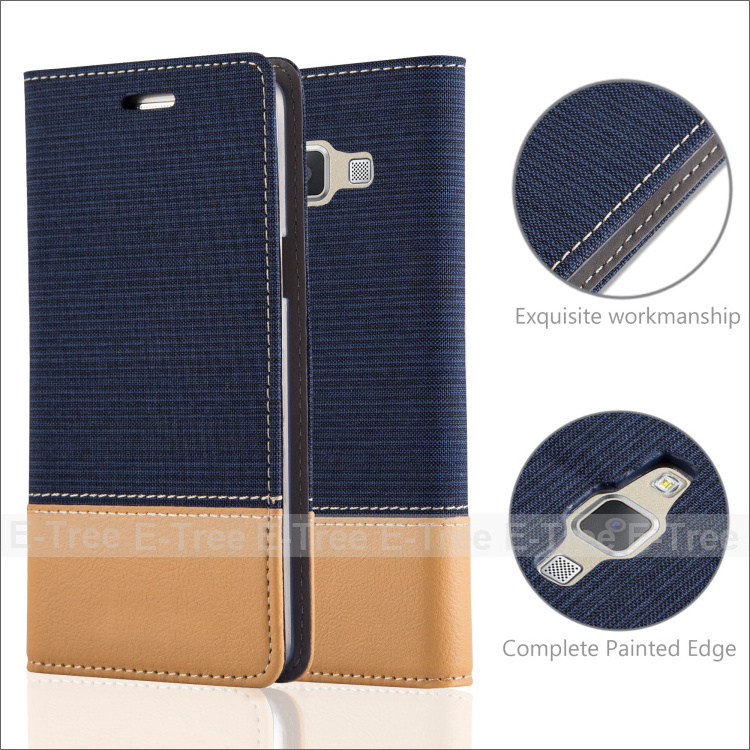 Flip leather cover for samsung galaxy a5 sm-a500, for samsung a5 2015 leather jean case