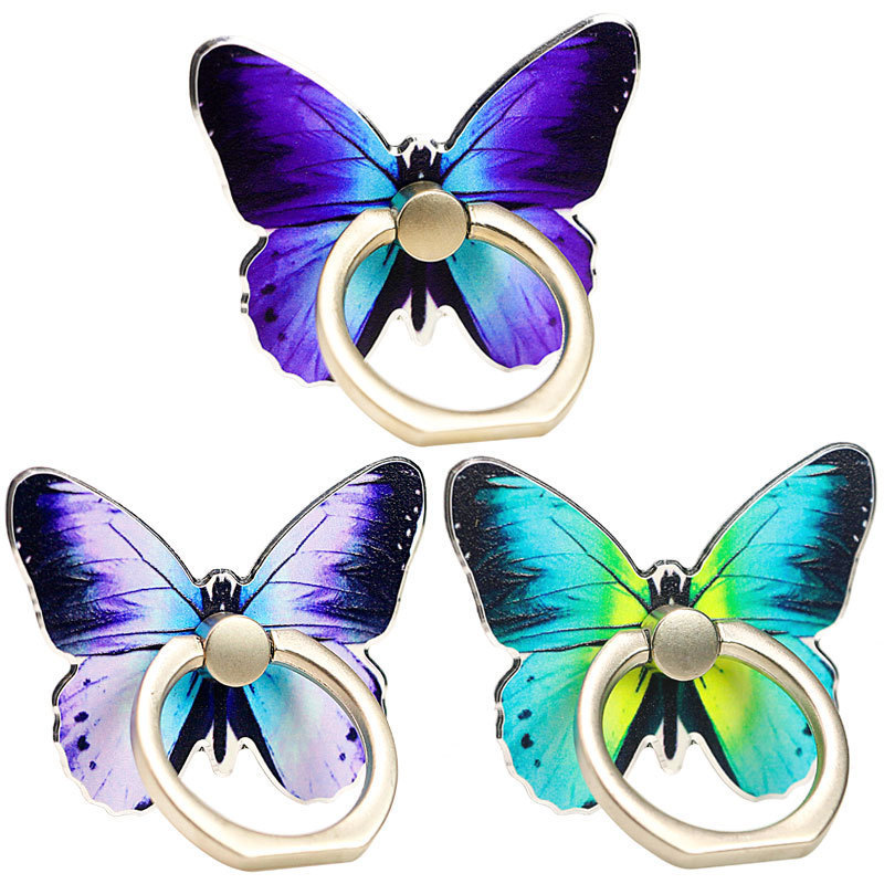 Wholesale Butterfly Painted Finger Ring Holder Alloy Phone Stand Holder Lazy Bracket for All Mobile Phones