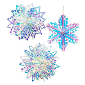 Frozen Party Decor Neon Film 3D Snowflakes Christmas Decorations for Home Ornaments Navidad Tree Snow Garlands Winter Decor