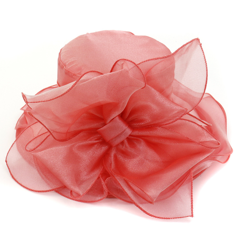 2022 New Fashion Wholesale Flower Church Hats Elegant Summer Ladies Organza Wedding Hats Women Church Bucket Hats