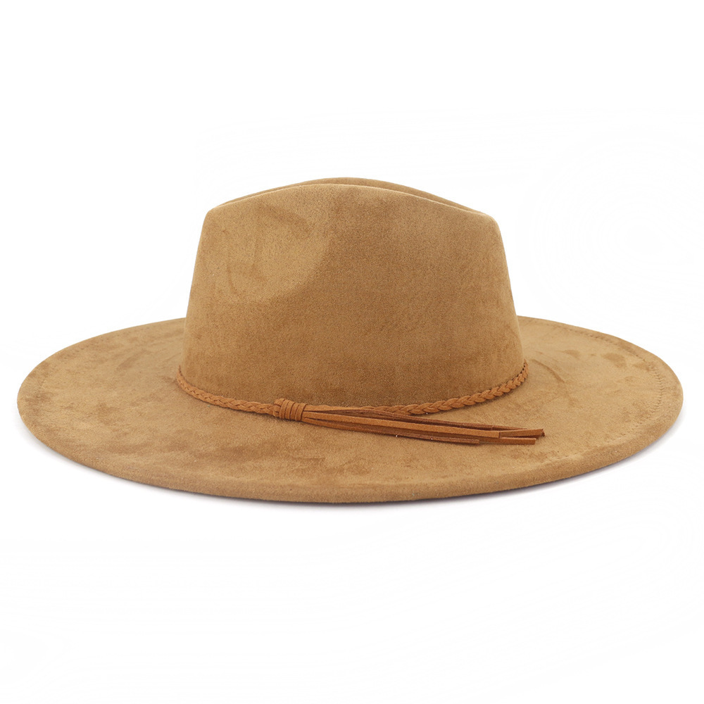 29 colors Wholesale custom wide 10cm brim suede fedora hats for women hat water drop shape retroexcavadora sauna hat