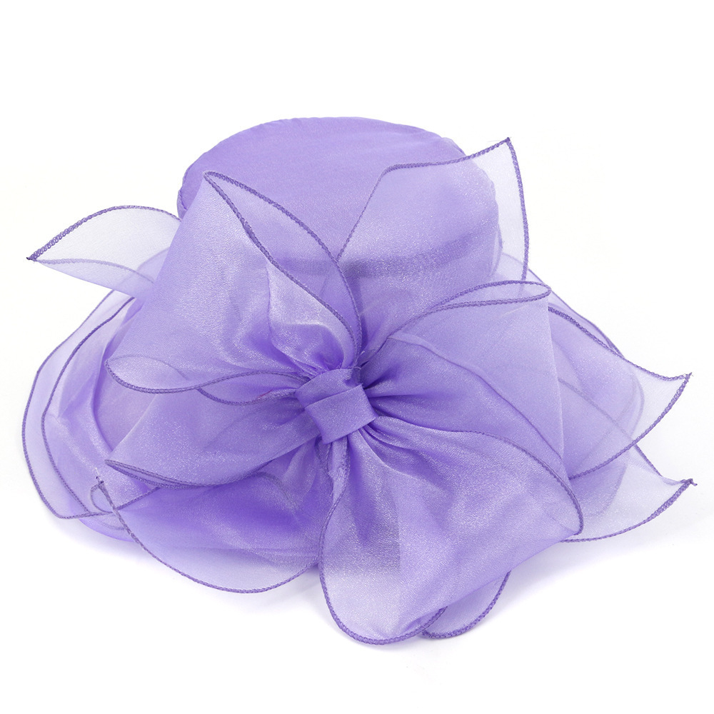 2022 New Fashion Wholesale Flower Church Hats Elegant Summer Ladies Organza Wedding Hats Women Church Bucket Hats