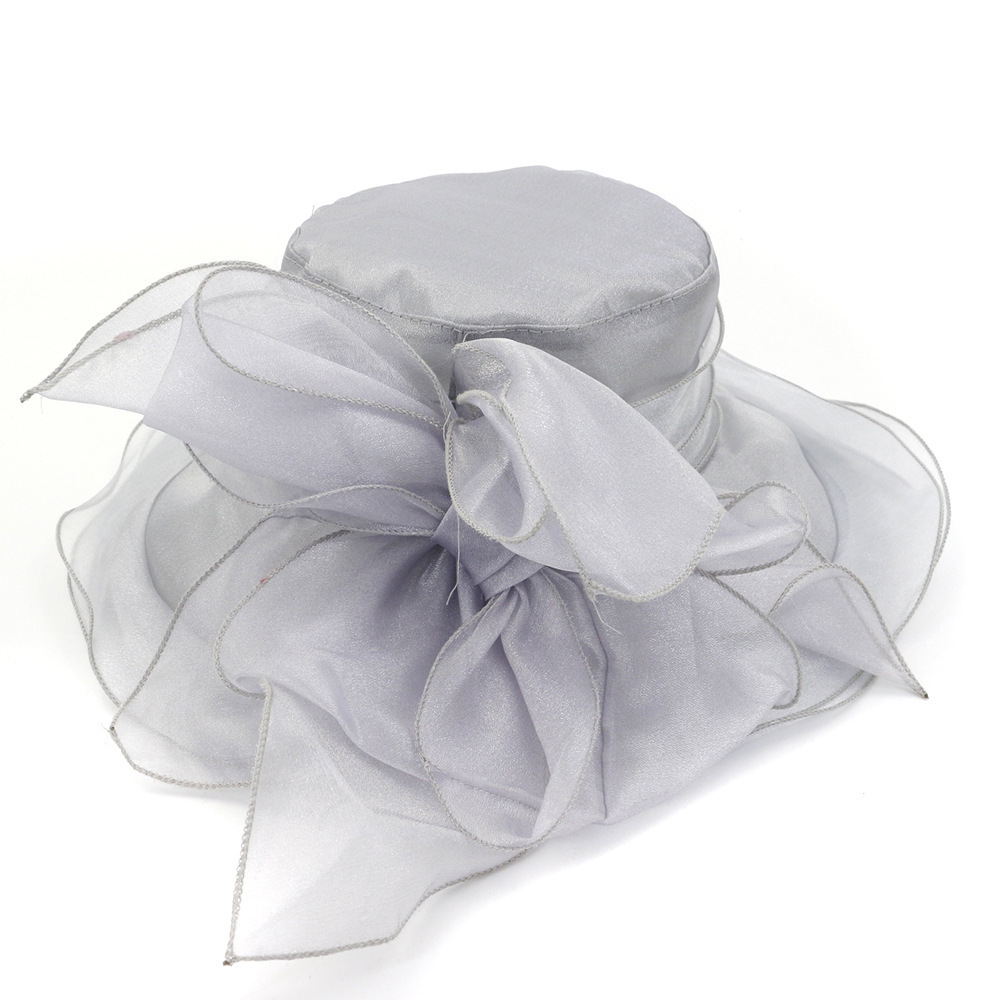 2022 New Fashion Wholesale Flower Church Hats Elegant Summer Ladies Organza Wedding Hats Women Church Bucket Hats