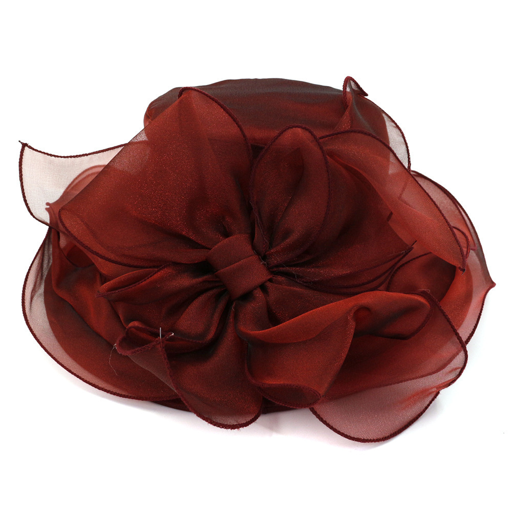 2022 New Fashion Wholesale Flower Church Hats Elegant Summer Ladies Organza Wedding Hats Women Church Bucket Hats