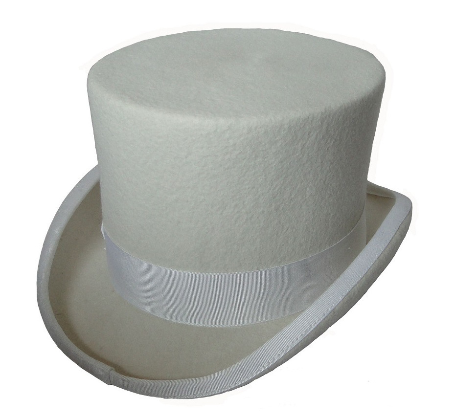 White 100% Wool fedora Hats Black Top Hat Presidential Hat Gents Formal Tuxedo Topper Big Magician Equestrian