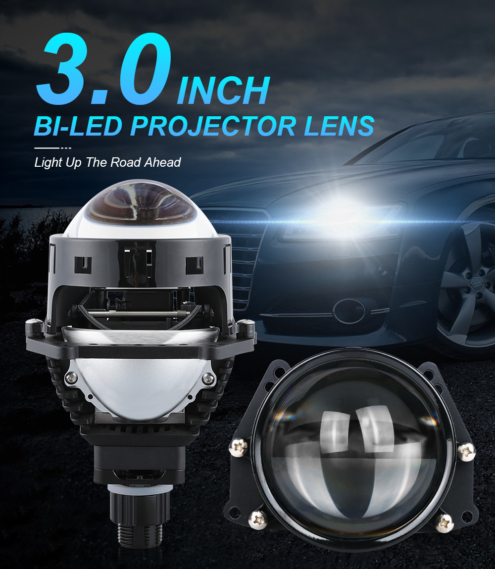 3.0 Inch Bi Led Projector Lens For H4 H7 Led Headlights 3R G5 H1 120W 9005 9006 40000LM Retrofit Hyperboloid Kits