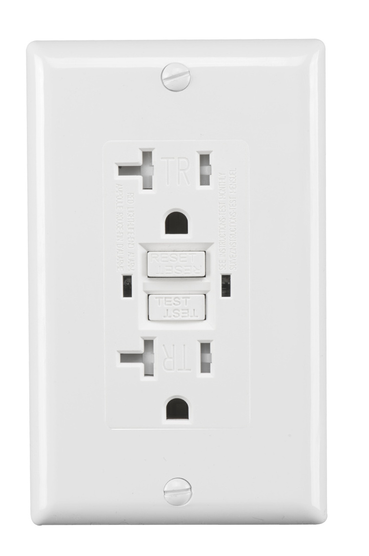 LUMEX  American type 20A 125V Ground Fault Interrupter Receptacle Tamper Resistant GFCI Outlet with wall plate cover