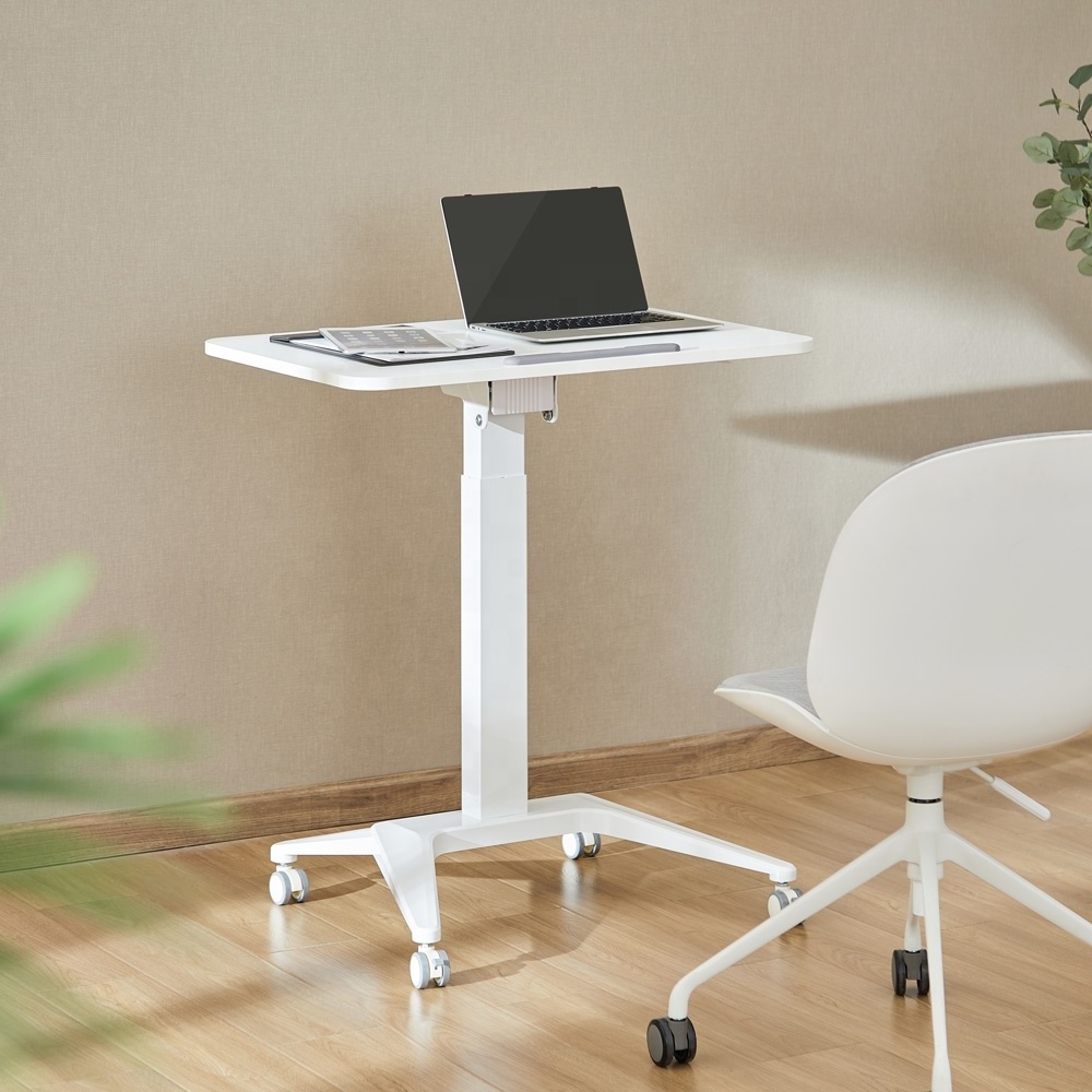 Modern Home Office Furniture Ergonomic Height Adjustable Mobile Workstation Floor Standing Desk with Large Worksurface and wheel