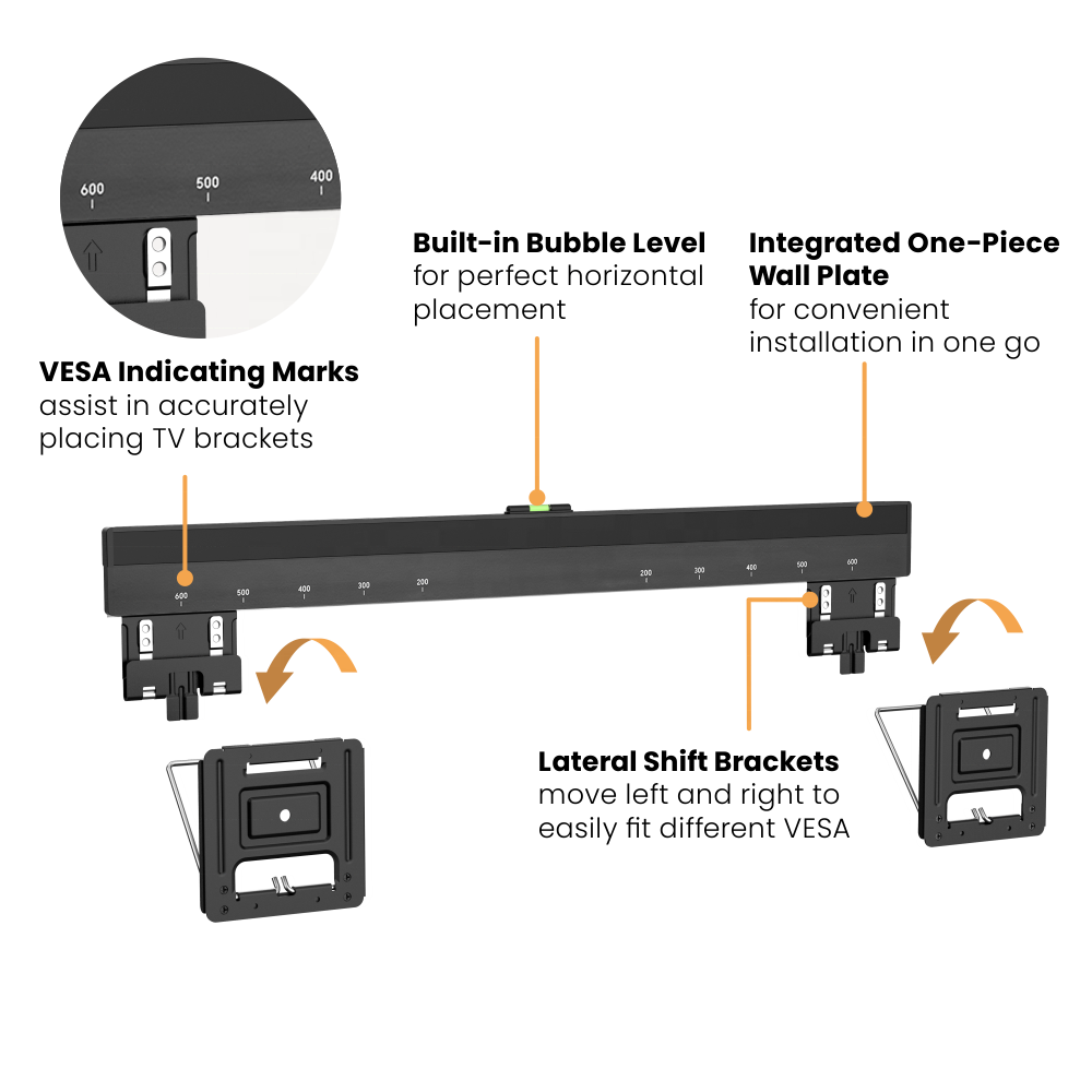 Space Saving Ultra Slim Low Profile Micro-Gap Fixed TV Wall Mount Bracket for Most 37-80 inch Large TVs