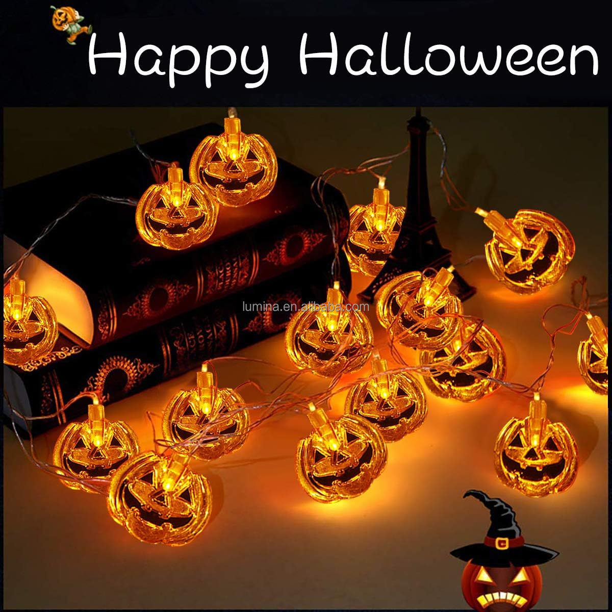 Halloween Pumpkin String Lights LED Pumpkin Jack-O-Lantern Fairy Lights Battery Halloween Led Light