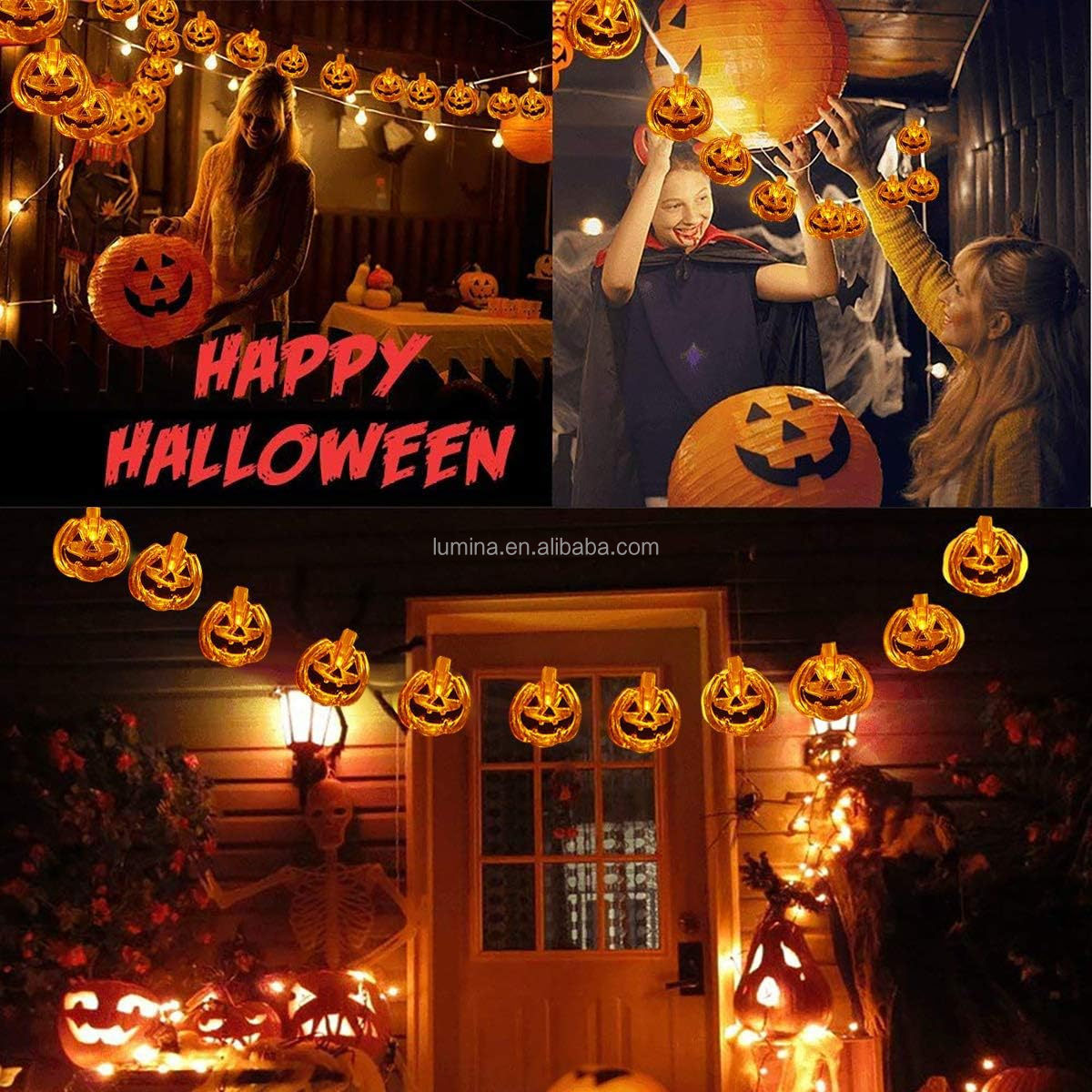 Halloween Pumpkin String Lights LED Pumpkin Jack-O-Lantern Fairy Lights Battery Halloween Led Light