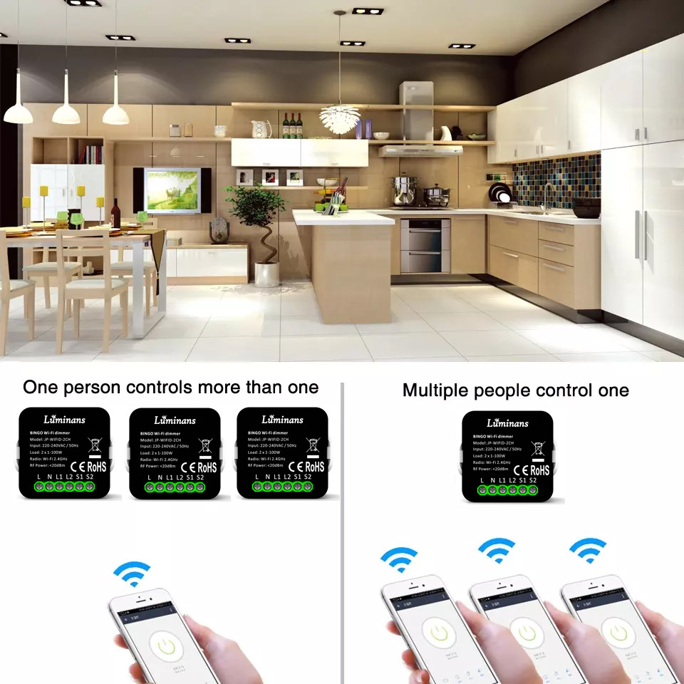 2022 Dimmer Module 1 Gang Triac 0-10V TUYA APP Light Wall Switch Dimmer Wireless 1gang WIFI Smart Switch Dimmer for LED Lights