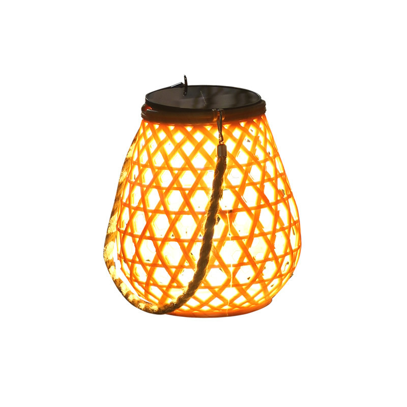 Lumind Outdoor Lights Solar Garden Hanging Lantern Portable Lights Decorative Garden Bamboo Woven exterior Lawn Light