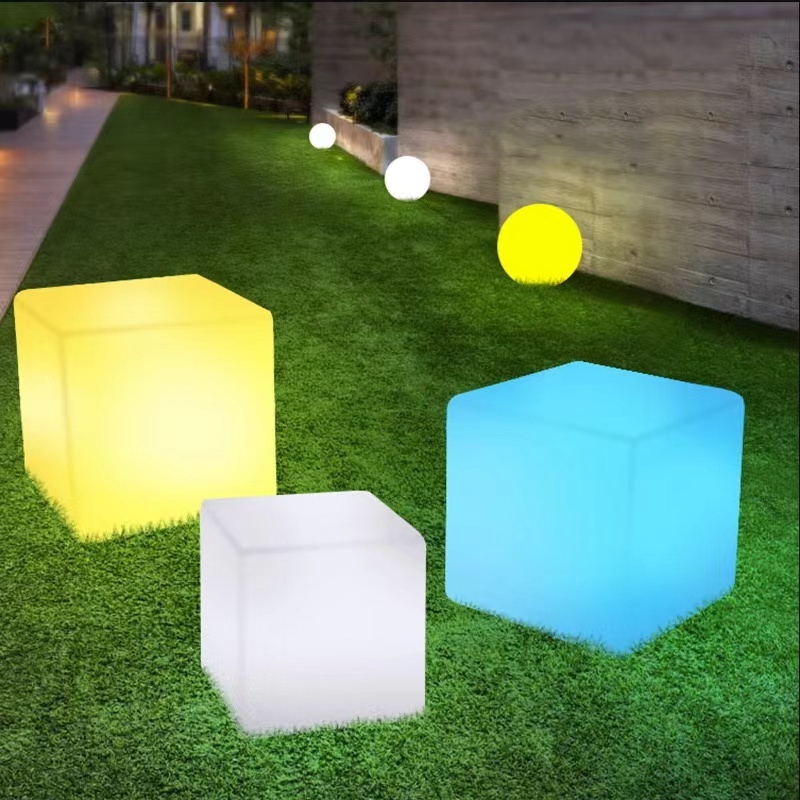 Lumind Luminous Stools Box Cube Lamp Waterproof Outdoor Lawn Lamp Landscape Yard Decorative Bar Solar