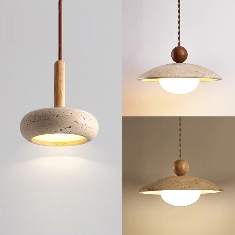 Lumind pendant chandelier Wabi-sabi Wind hanging Northern Yellow Cave Stone Bedside Pendant Retro Stone LED Pendant Lamp