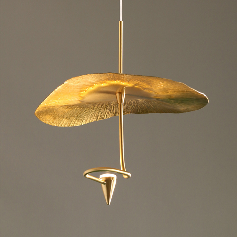 Lumind Modern new luxury chandelier villa duplex stair led ceiling light lotus leaf copper chandelier