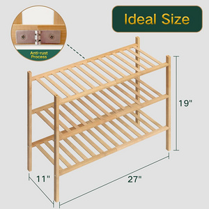 Three-layer shoe rack, bamboo shoe cabinet, used for hallway and closet corridor, multi-function bamboo rack,  combined