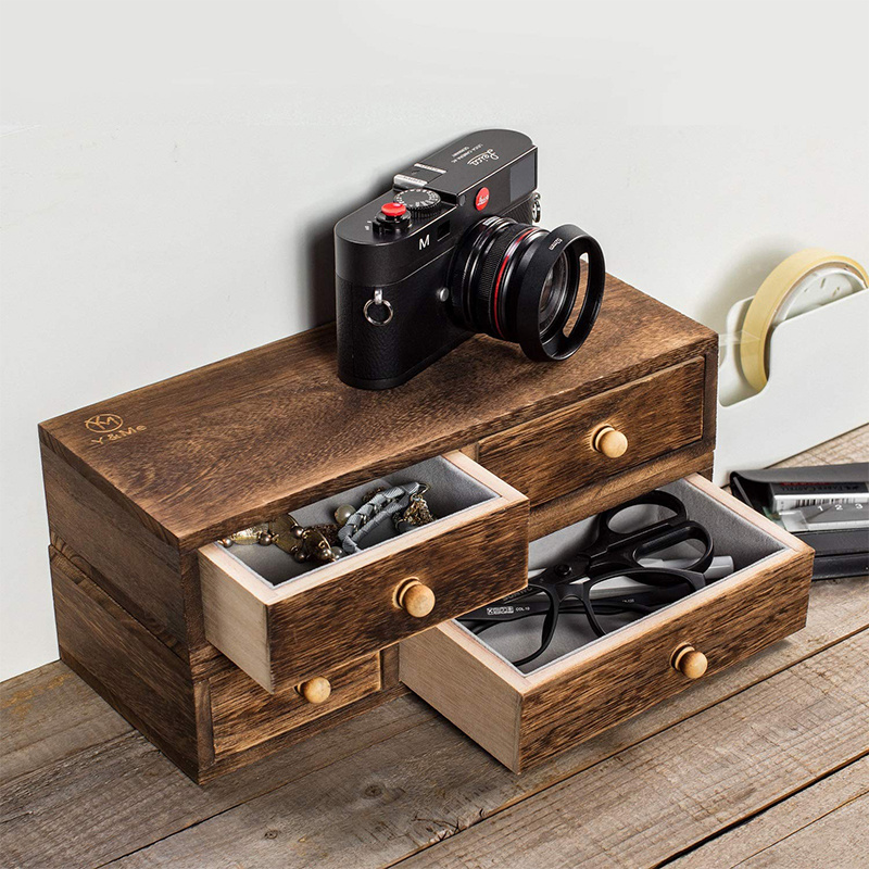 Floating Shelf with Drawer Wall Mounted, Set of 2 Rustic Wood Wall Floating Shelves for Storage and Display