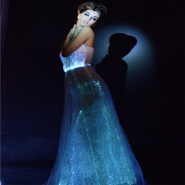 led fashion fiber optic dress costume luminous evening dress