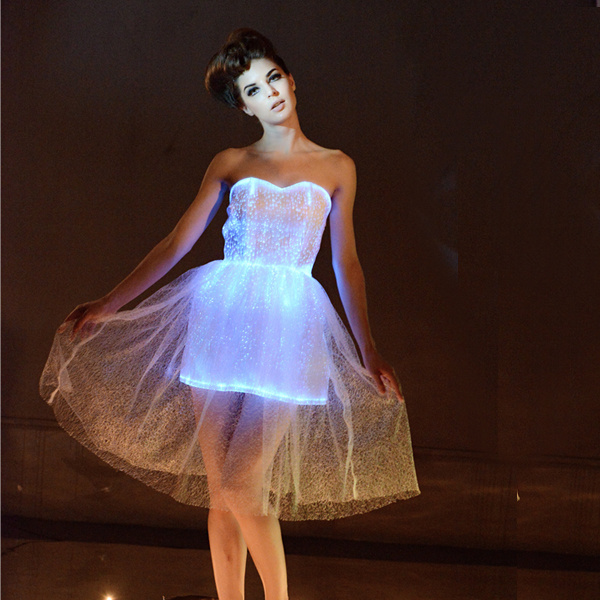 2019 Latest light up dress fiber optic led smart elegant dance dress