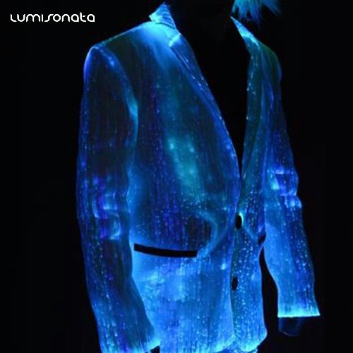 Smart fiber optic led light up glow in the dark luminous jacket for men Christmas clothes