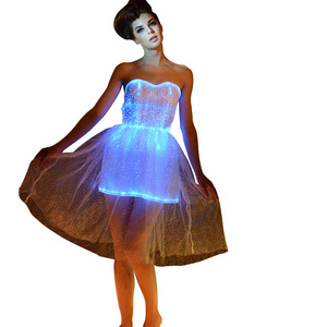 Luxury Adult Women Short Night Party Luminous Glowing in the Dark Sexy Fiber Optic Light up LED Club Wear Dresses