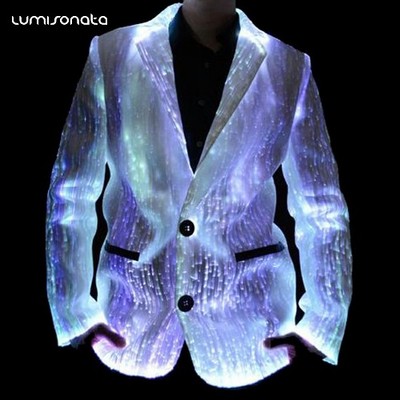 Smart fiber optic led light up glow in the dark luminous jacket for men Christmas clothes