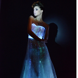 led fashion fiber optic dress costume luminous evening dress