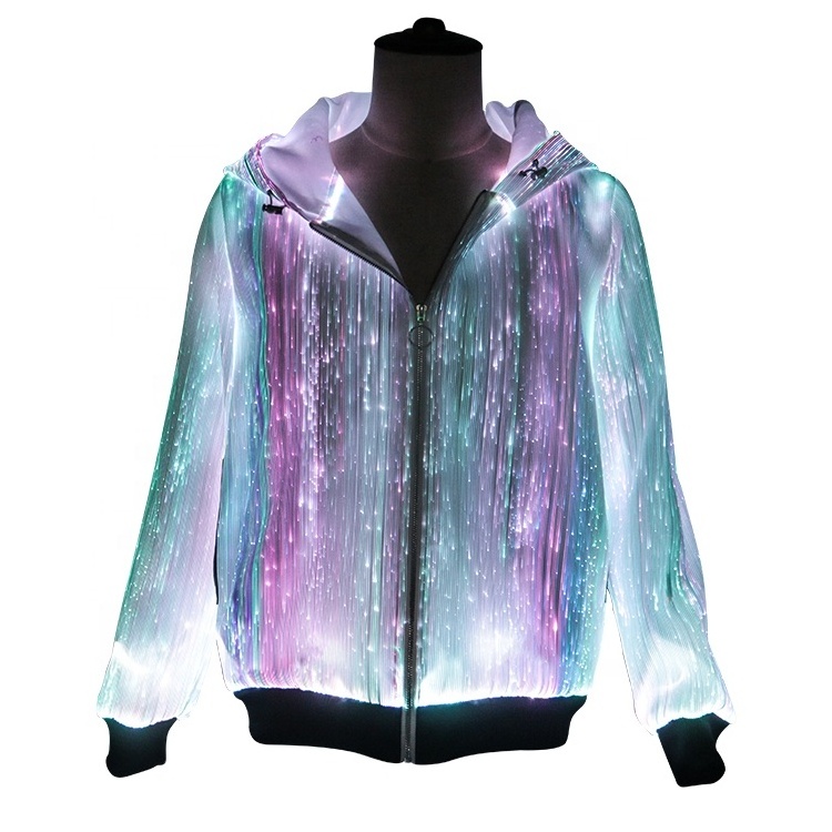 LED Jackets Rave Clothes LED Robot Costume for Men Music Festival Luminous LED Light Up Fiber Optics Textile Fabric Clothing