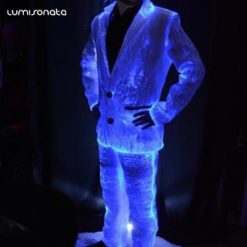 Smart fiber optic led light up glow in the dark luminous jacket for men Christmas clothes