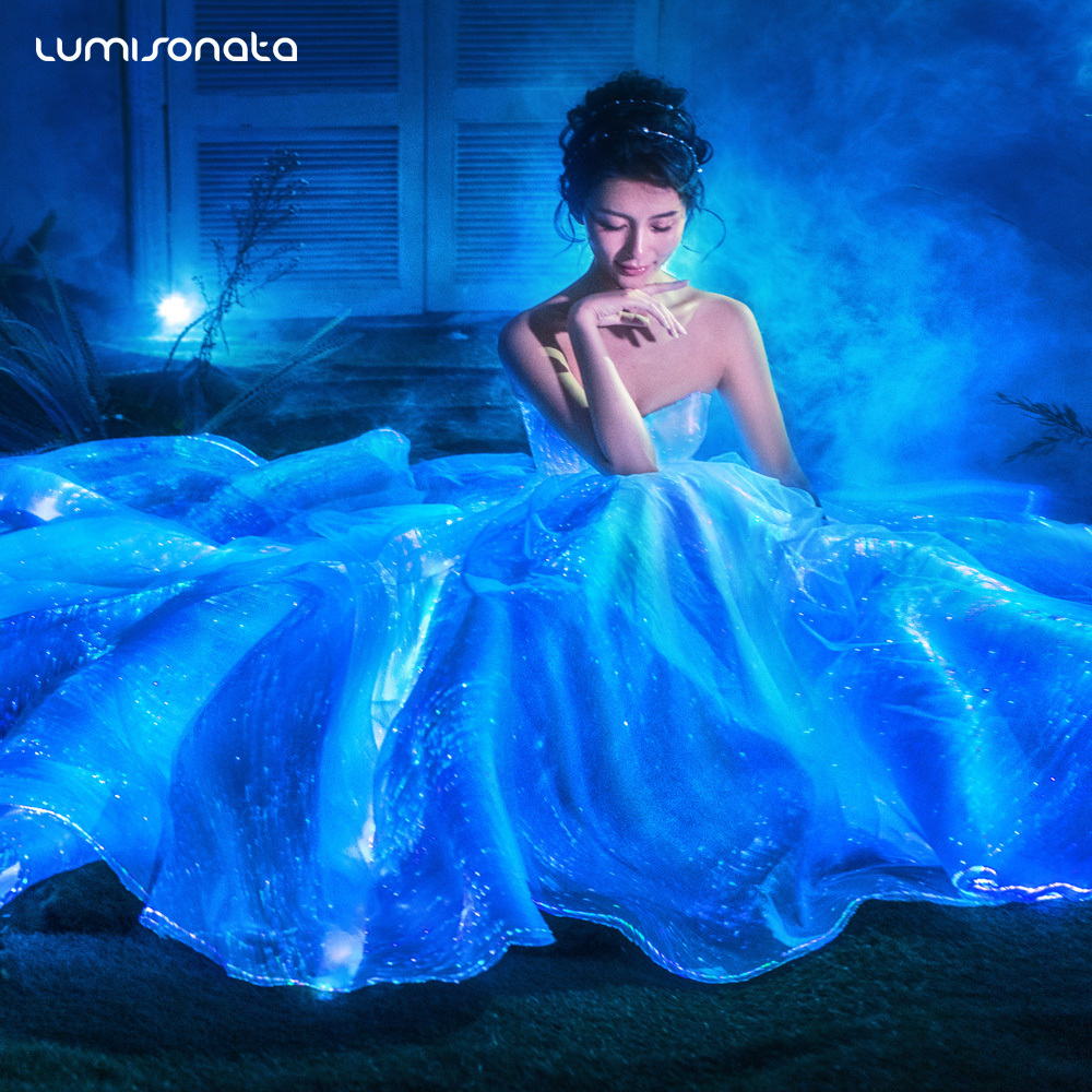 Smart color change LED light wedding prom dress