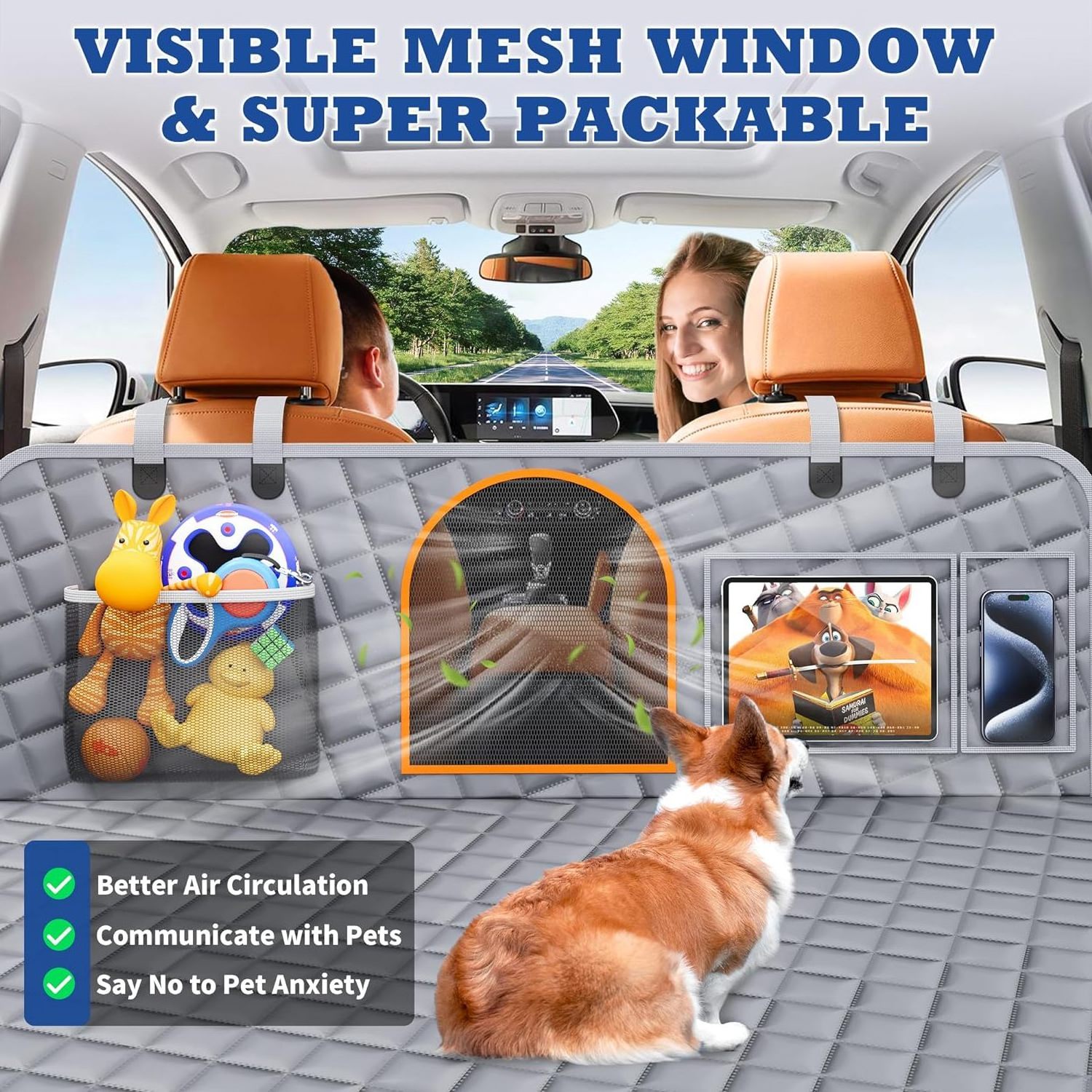 Back Seat Extender for Dogs Hard Bottom Dog Car Seat Cover for Back Seat