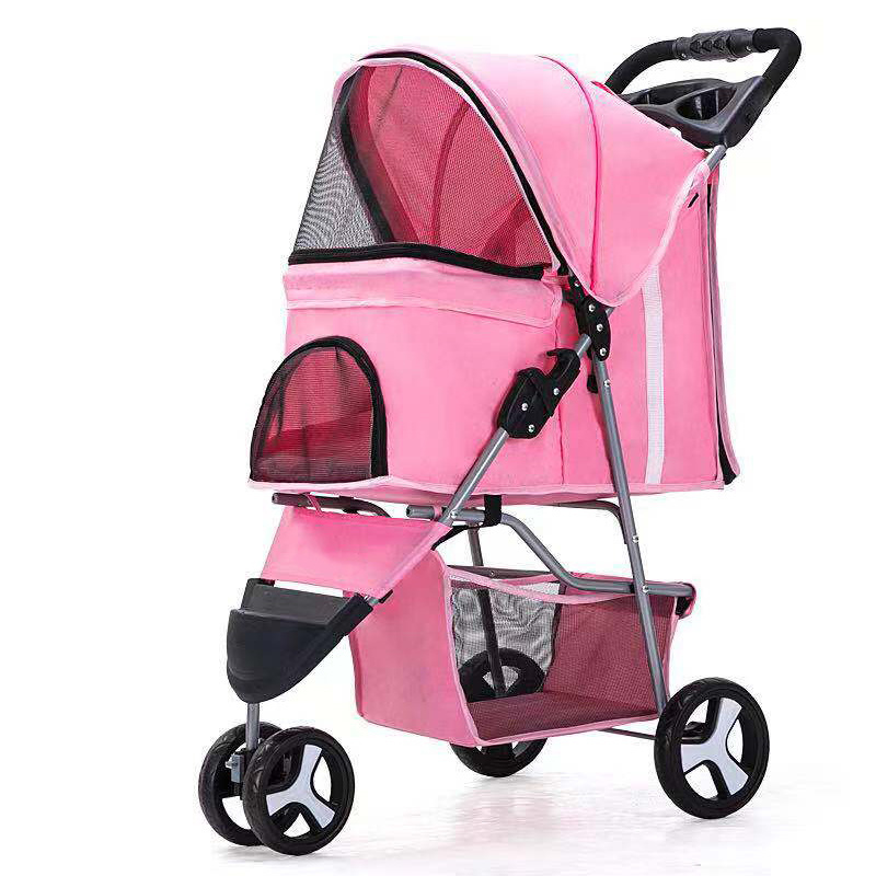 Pet Carrier Strollers Pet Trolley for Outdoor Foldable Detachable Dogs Pet Stroller Cart Travel Folding Carrier