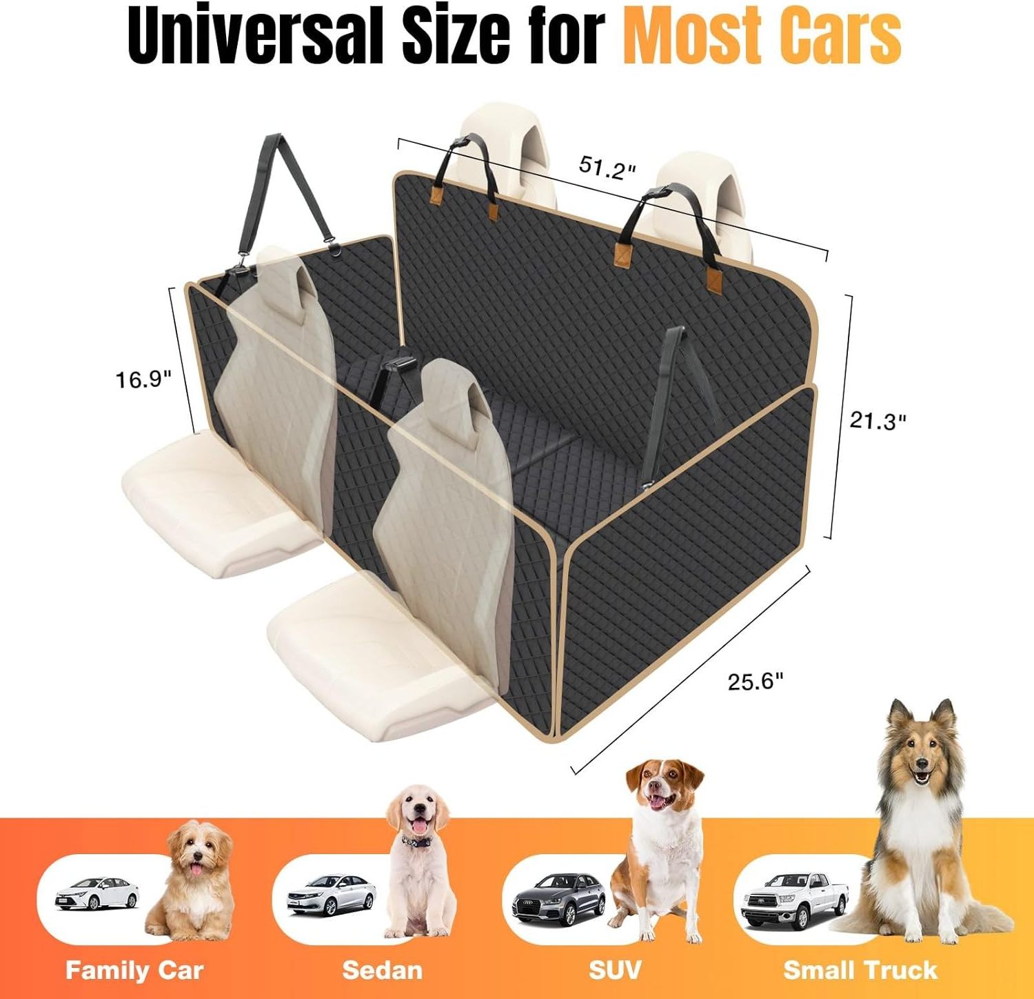 Non Inflatable Dog Bed for Car Backseat Dog Car Seat Cover with Hard Bottom