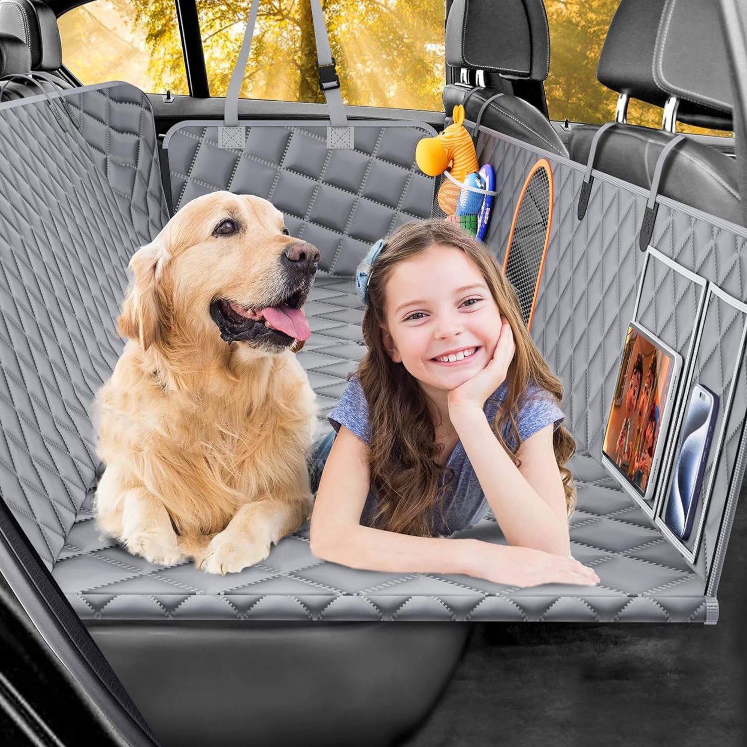 Back Seat Extender for Dogs Hard Bottom Dog Car Seat Cover for Back Seat