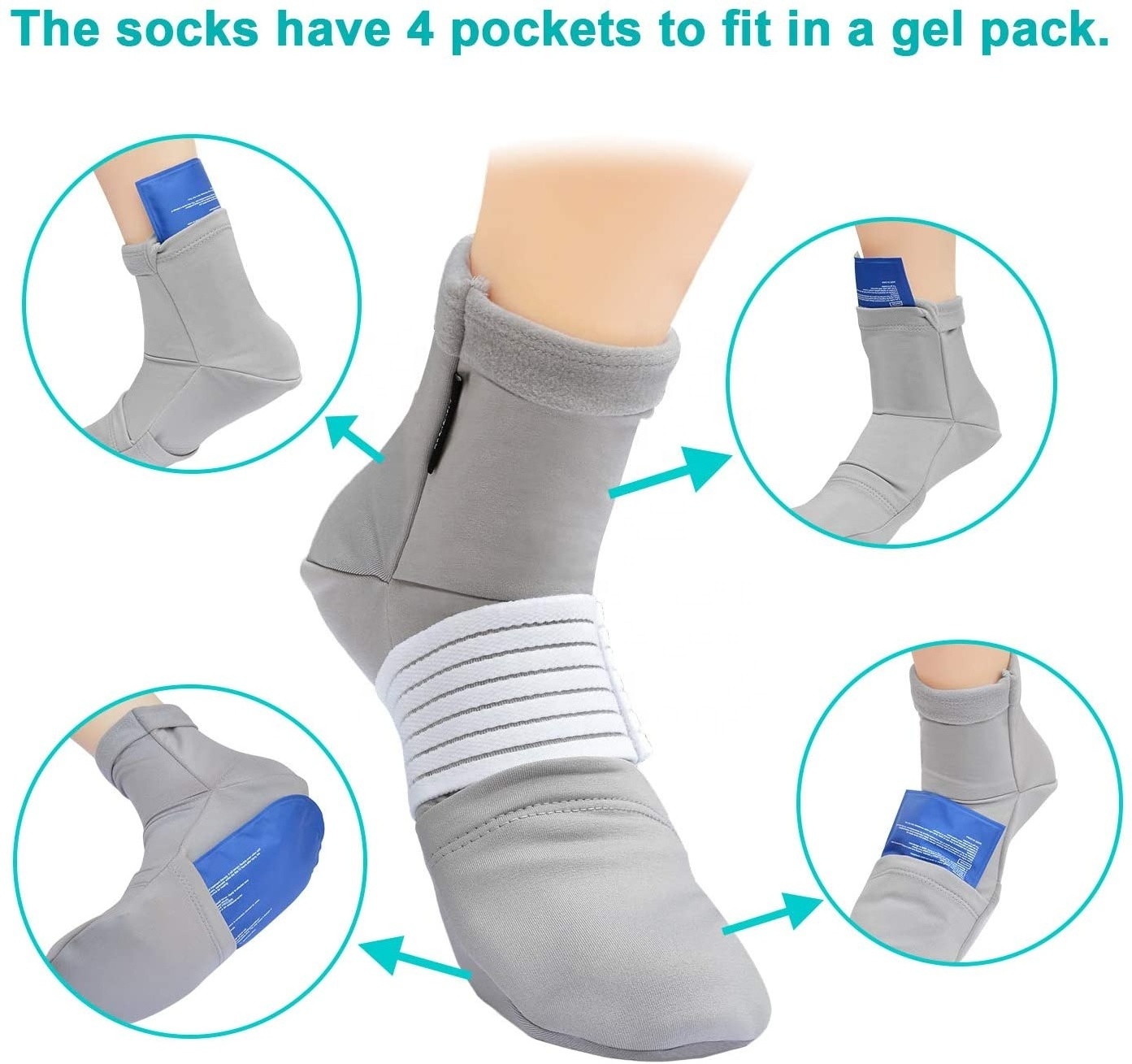 Hot Cold Pain Relief Soothing Gel Pack Gel Ice Cooling Socks Cold Therapy Socks