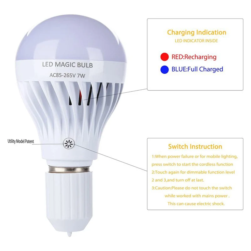 Emergency  Rechargeable Led  Bulb E26 E27 B22 socket 1800mA battery back up for 4-6 hours emergency lighting with high bright