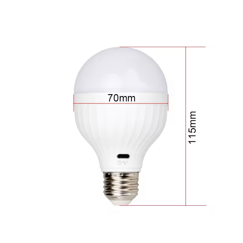 7W USB C Rechargeable LED Light Bulb with Remote Control Power off ...