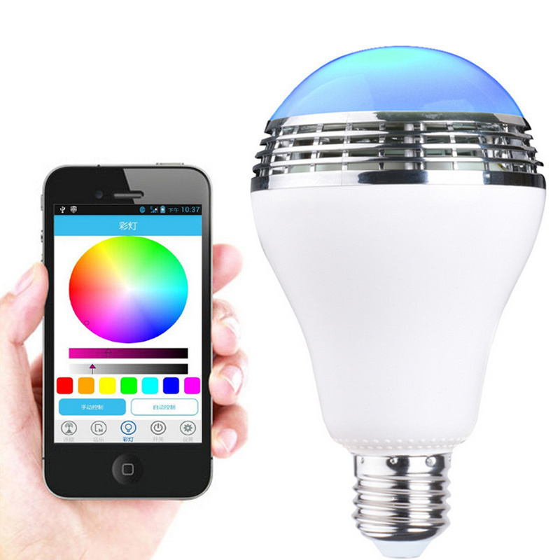 RGBW Music Light Bulb Speaker Multi Color Changing 12W LED Light Bulb  Equivalent Dimmable App Controlled E26 Smart Music Bulb