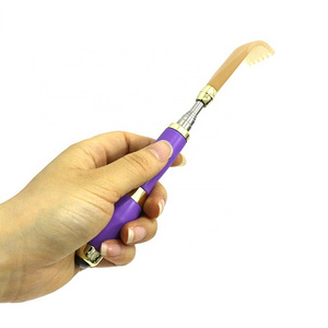 Portable Telescopic Extendable Back Scratcher with Natural Resin Scratching Head and 360 Degree Angle Massage Magnetic Bead