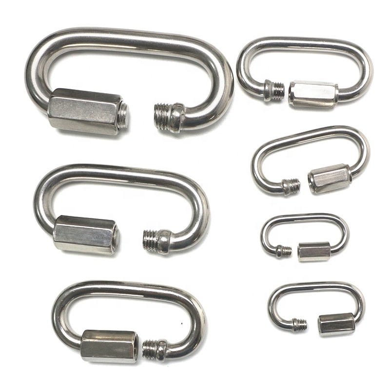 Stainless Steel Chain Connectors Links Chan For Keychain Chain Links D Shape Locking Chain Connector for Hammock Keychain